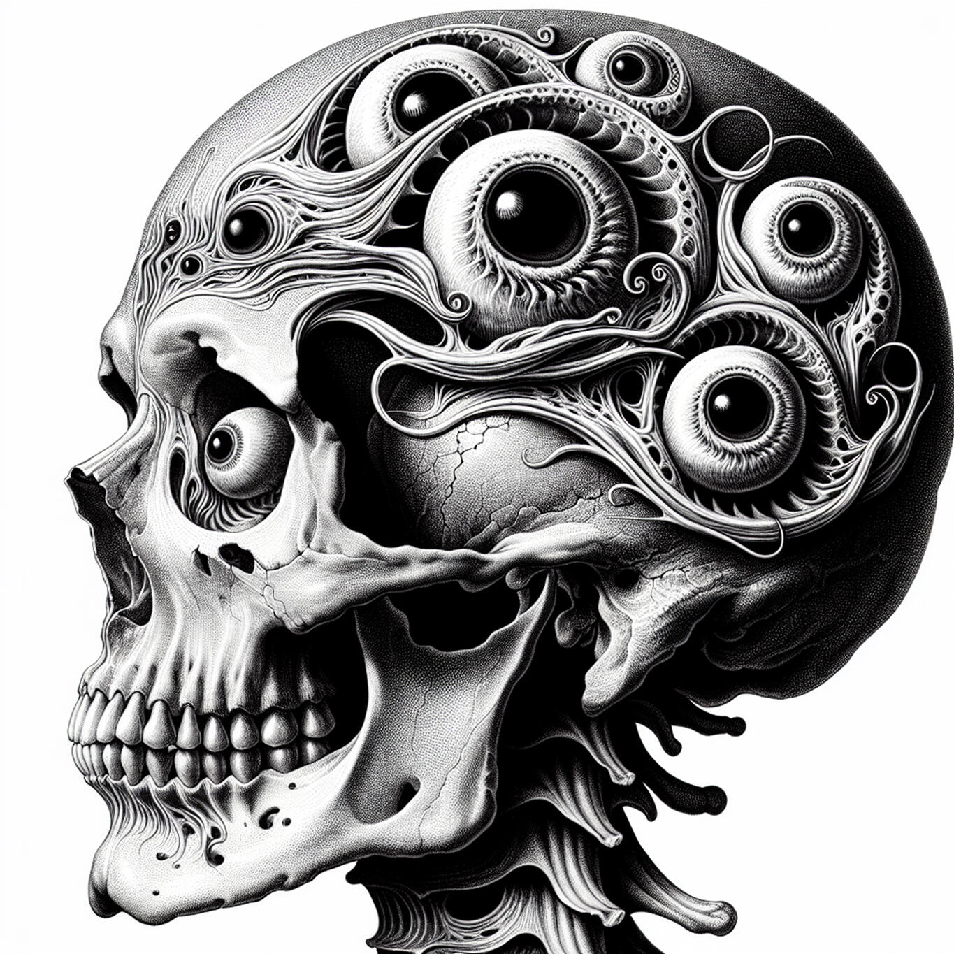 Rennaissance - Bosch. Generic Prompt. Black &amp; White.